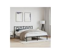 Bedframe met hoofdbord metaal zwart 150x200 cm374243