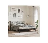 Bedframe met hoofdbord metaal zwart 150x200 cm376326