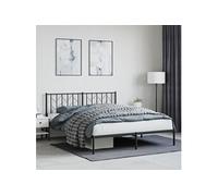 Bedframe met hoofdbord metaal zwart 160x200 cm374440