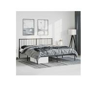 Bedframe met hoofdbord metaal zwart 183x213 cm350869
