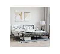 vidaXL Cadre de lit métal avec tête de lit Double Adulte Noir 140x200 cm