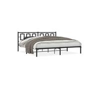 vidaXL Bedframe met hoofdbord metaal zwart 200x200 cm374248 Noir G
