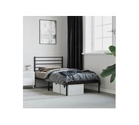 Bedframe met hoofdbord metaal zwart 75x190 cm352309