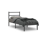 Vidaxl Cadre De Lit Métal Sans Matelas Avec Tête De Lit Noir 75x190 Cm Noir
