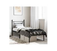 Bedframe met hoofdbord metaal zwart 75x190 cm374329
