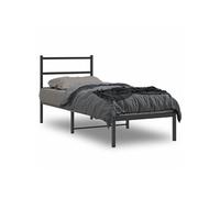 Bedframe met hoofdbord metaal zwart 80x200 cm355356