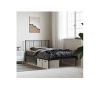 vidaXL Cadre de lit avec tête de lit – Sommier à lattes Métal 90x190 cm Noir