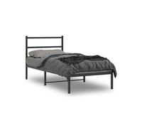 Bedframe met hoofdbord metaal zwart 90x190 cm355357