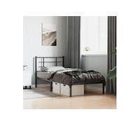 vidaXL Bedframe met hoofdbord metaal zwart 90x190 cm355553 Noir G