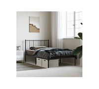 Bedframe met hoofdbord metaal zwart 90x200 cm352473