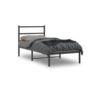 vidaXL Cadre de lit métal avec tête de lit Sommier à lattes 90x200 cm Noir