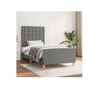 Bedframe met hoofdbord stof donkergrijs 80x200 cm3125334