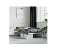 Bedframe met hoofdbord zonder matras metaal wit 75x190 cm352519