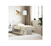 Vidaxl Cadre De Lit Métal Sans Matelas Avec Tête De Lit Blanc 75x190cm Blanc