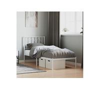 Vidaxl Cadre De Lit Métal Sans Matelas Avec Tête De Lit Blanc 75x190cm Blanc