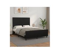 vidaXL Cadre de Lit avec Tête de Lit Sommier à Lattes Lit Rembourré Cadre à Lattes Lit Double Adulte Chambre Intérieur Noir 140x190 cm Similicuir