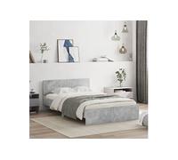 vidaXL Cadre de lit sans matelas gris béton 135x190 cm
