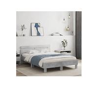 Vidaxl Cadre De Lit Sans Matelas Gris Béton 135x190 Cm Gris