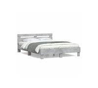 vidaXL Bedframe met hoofdeinde bewerkt hout betongrijs 150x200 cm3207416 Gris G