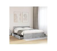Bedframe met hoofdeinde bewerkt hout betongrijs 150x200 cm3295558