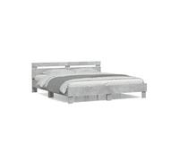 Bedframe met hoofdeinde bewerkt hout betongrijs 200x200 cm3207395