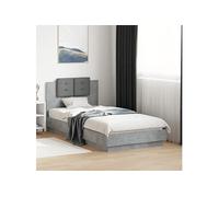 Vidaxl Cadre De Lit Tête De Lit Gris Béton 90x190 Cm Bois Ingénierie Marron