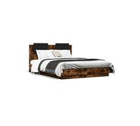 Bedframe met hoofdeinde bewerkt hout gerookt eiken 120x190 cm3209965