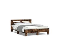 vidaXL Bedframe met hoofdeinde bewerkt hout gerookt eiken 120x200 cm3207431 Marron G