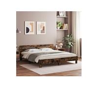 vidaXL Bedframe met hoofdeinde bewerkt hout gerookt eiken 180x200 cm3207403 Marron G