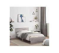 vidaXL Bedframe met hoofdeinde bewerkt hout grijs sonoma 100x200 cm838622 Gris G