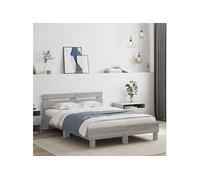 vidaXL Cadre de lit double avec tête de lit – sommier à lattes – Sonoma gris 120x200 cm