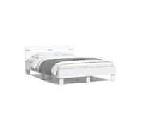 Bedframe met hoofdeinde bewerkt hout wit 135x190 cm3207441