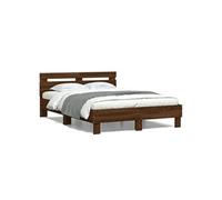 Cadre de Lit avec Tête de Lit, Lit Double avec Sommier à Lattes, Lit Adulte de Chambre, Moderne, Chêne Marron 135x190 cm Bois d'Ingénierie