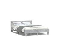 vidaXL Bedframe met hoofdeinde en LED betongrijs 140x190 cm3207563 Gris G