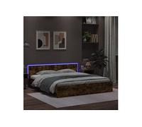 Bedframe met hoofdeinde en LED gerookt eikenkleurig 200x200 cm3207585
