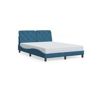 vidaXL Cadre de lit sans matelas rembourré, Lit double 140x190 cm, Sommier à lattes, Velours bleu
