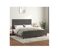 Cadre de Lit avec Tête de Lit Gris Foncé 180x200 cm Velours Double vidaXL