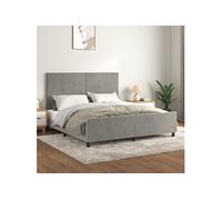 Vidaxl Cadre De Lit Avec Tête De Lit Gris Clair 180x200 Cm Velours Gris