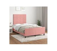 Vidaxl Cadre De Lit Avec Tête De Lit Rose 120x200 Cm Velours Rose