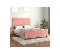 Bedframe met hoofdeinde fluweel roze 140x200 cm3125823