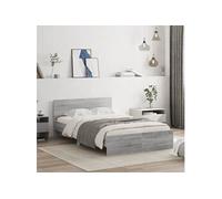 Vidaxl Cadre De Lit Sans Matelas Sonoma Gris 135x190 Cm Gris