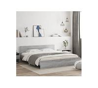 vidaXL Cadre de Lit avec Tête de Lit, Lit Double avec Sommier à Lattes, Lit Adulte, Meuble de Chambre à Coucher, Moderne, Sonoma Gris 160x200 cm Gris