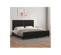 vidaXL Cadre de lit avec tête de lit Noir 200x200 cm Similicuir Noir