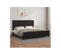 Vidaxl Cadre De Lit Avec Tête De Lit Noir 200x200 Cm Similicuir Noir