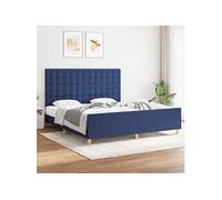 vidaXL Cadre de lit avec tête de lit Bleu 180 x 200 cm Tissu3125403