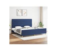 Vidaxl Cadre De Lit Avec Tête De Lit Bleu 200 X 200 Cm Tissu Bleu