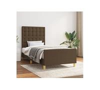 vidaXL Cadre de lit sans matelas et tête de lit marron foncé 90x190cm