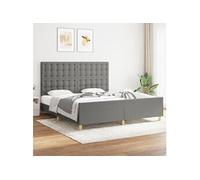 Bedframe met hoofdeinde stof donkergrijs 180x200 cm3125398