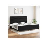 vidaXL Cadre de lit avec tête de lit Noir 200x200 cm Tissu3125326