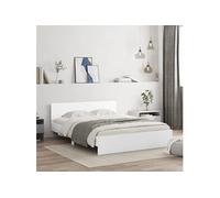 Vidaxl Cadre De Lit Avec Tête De Lit Blanc 140x200 Cm Blanc